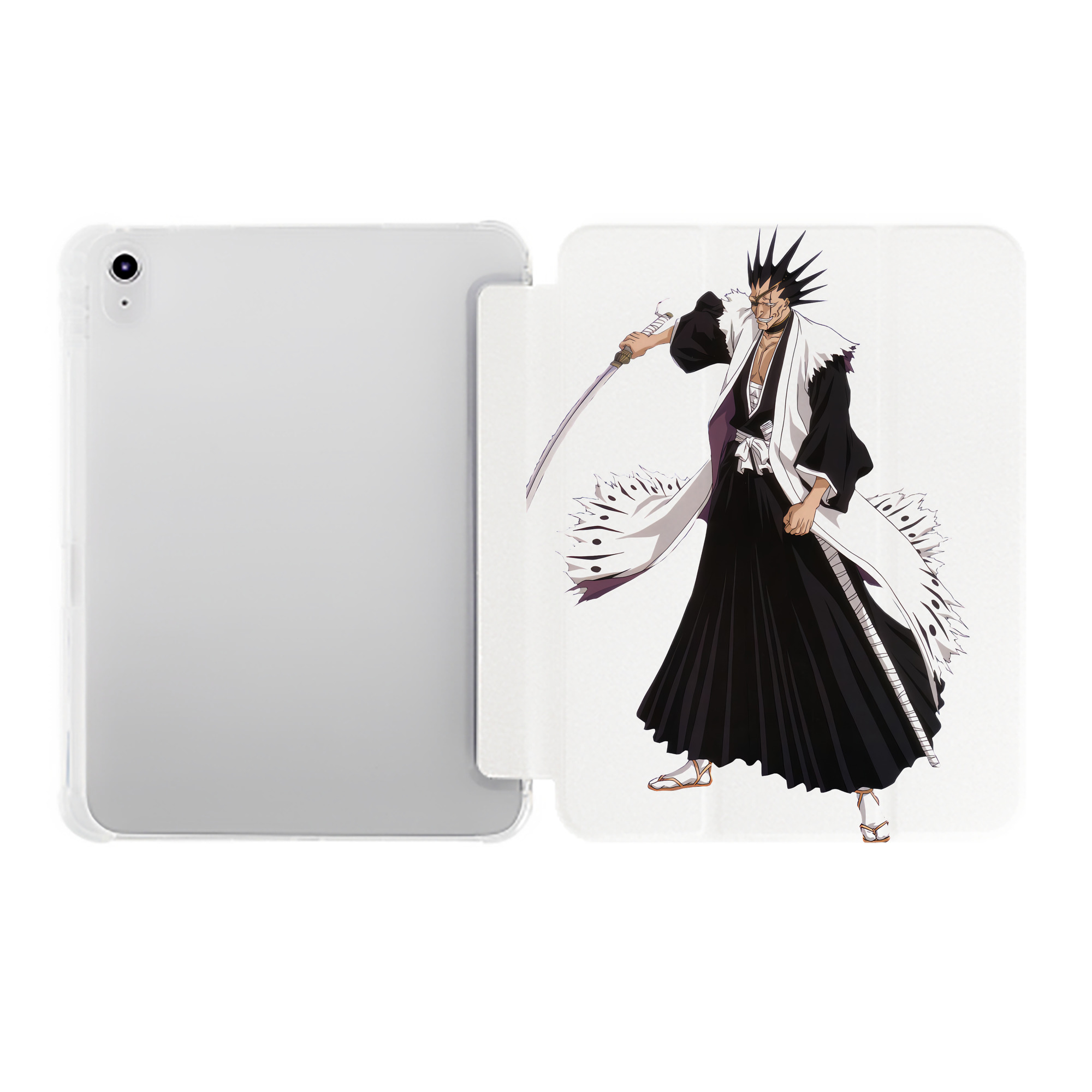 （画像用） ブリーチ ざらき けんぱち BLEACH Zaraki Kenpachi IPad ケース ペン収納付き 三つ折りスタンド PUレザー×シリコン 対応機種9.5/10.5/10.9インチ